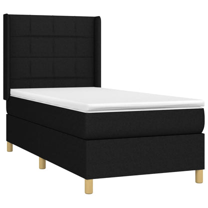 Letto a Molle con Materasso e LED Nero 90x200 cm in Tessuto