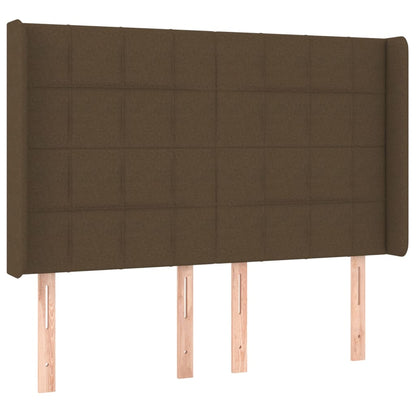 Letto a Molle Materasso e LED MarroneScuro 140x190cm in Tessuto