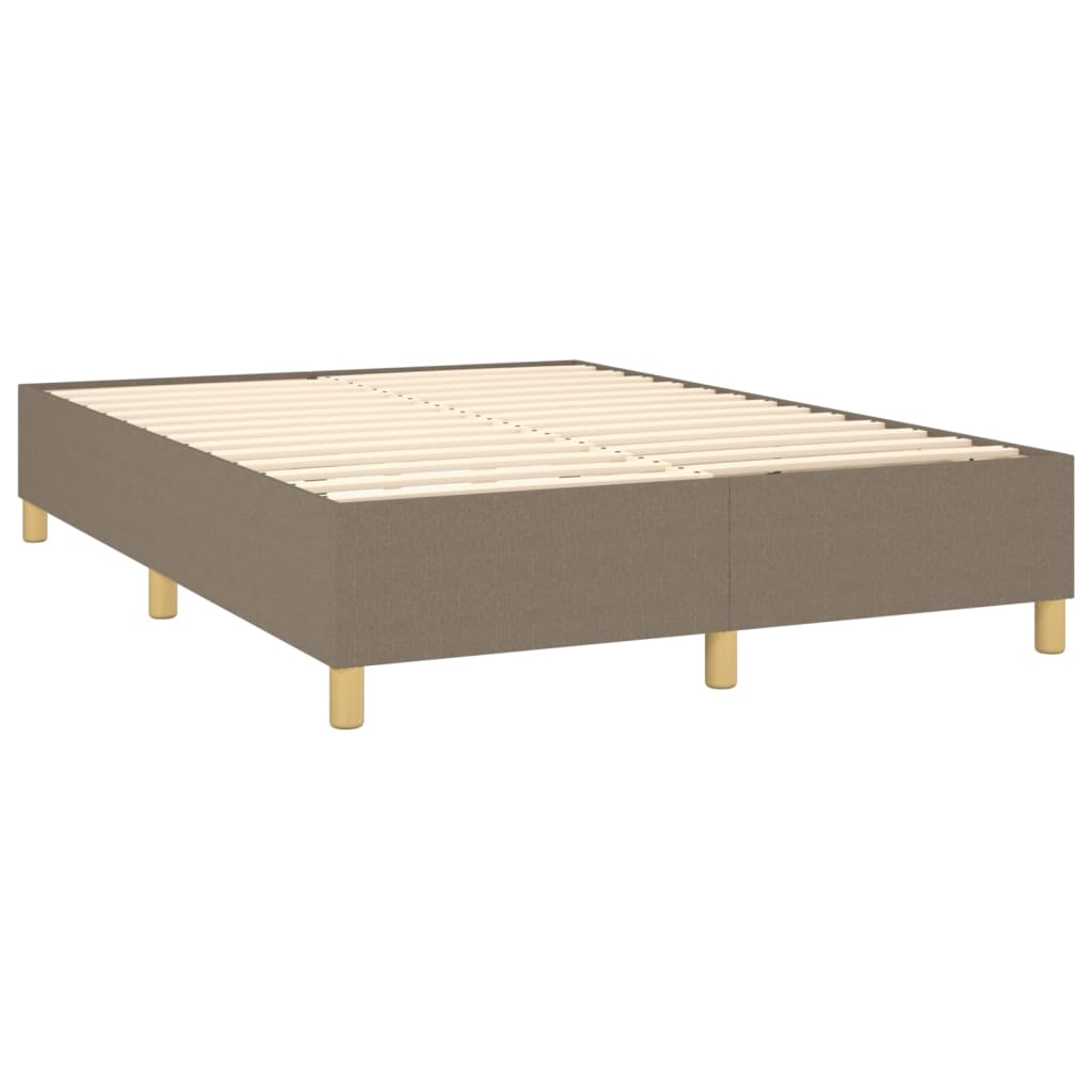 Letto a Molle con Materasso e LED Tortora 140x200 cm in Tessuto | homemem39