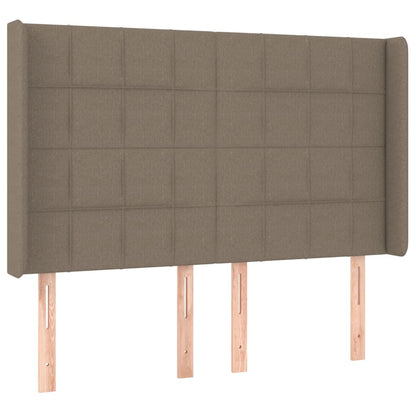 Letto a Molle con Materasso e LED Tortora 140x200 cm in Tessuto