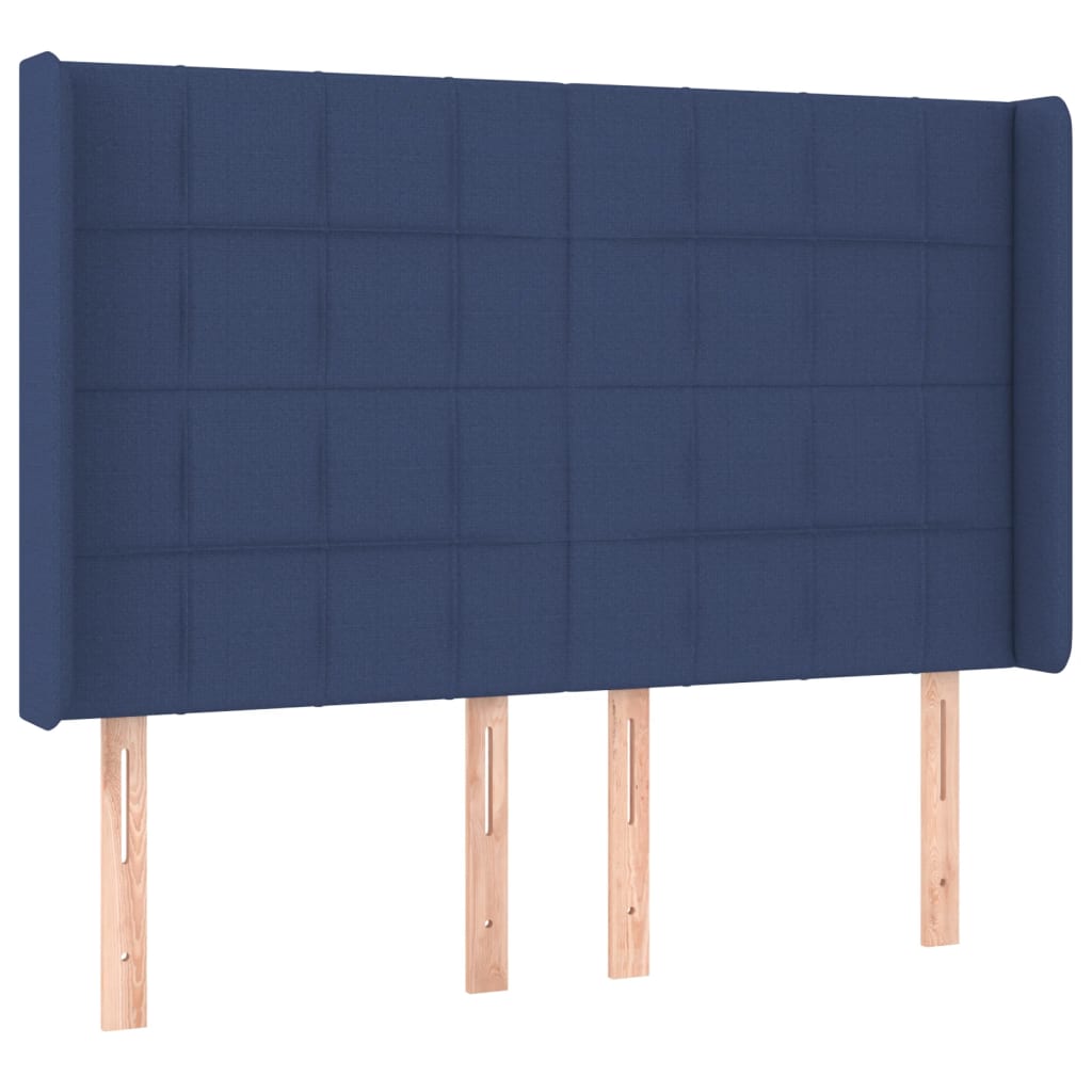 Letto a Molle con Materasso e LED Blu 140x200 cm in Tessuto