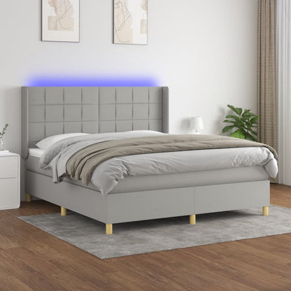 Letto a Molle Materasso e LED Grigio Chiaro 160x200 cm Tessuto - homemem39