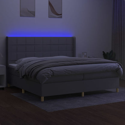 Letto a Molle Materasso e LED Grigio Chiaro 200x200 cm Tessuto - homemem39