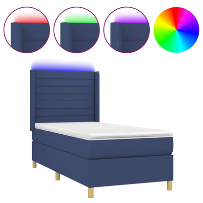 Letto a Molle con Materasso e LED Blu 80x200 cm in Tessuto | homemem39