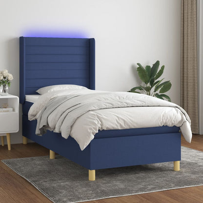 Letto a Molle con Materasso e LED Blu 80x200 cm in Tessuto | homemem39
