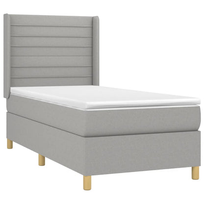 Letto a Molle Materasso e LED Grigio Chiaro 90x190 cm Tessuto - homemem39