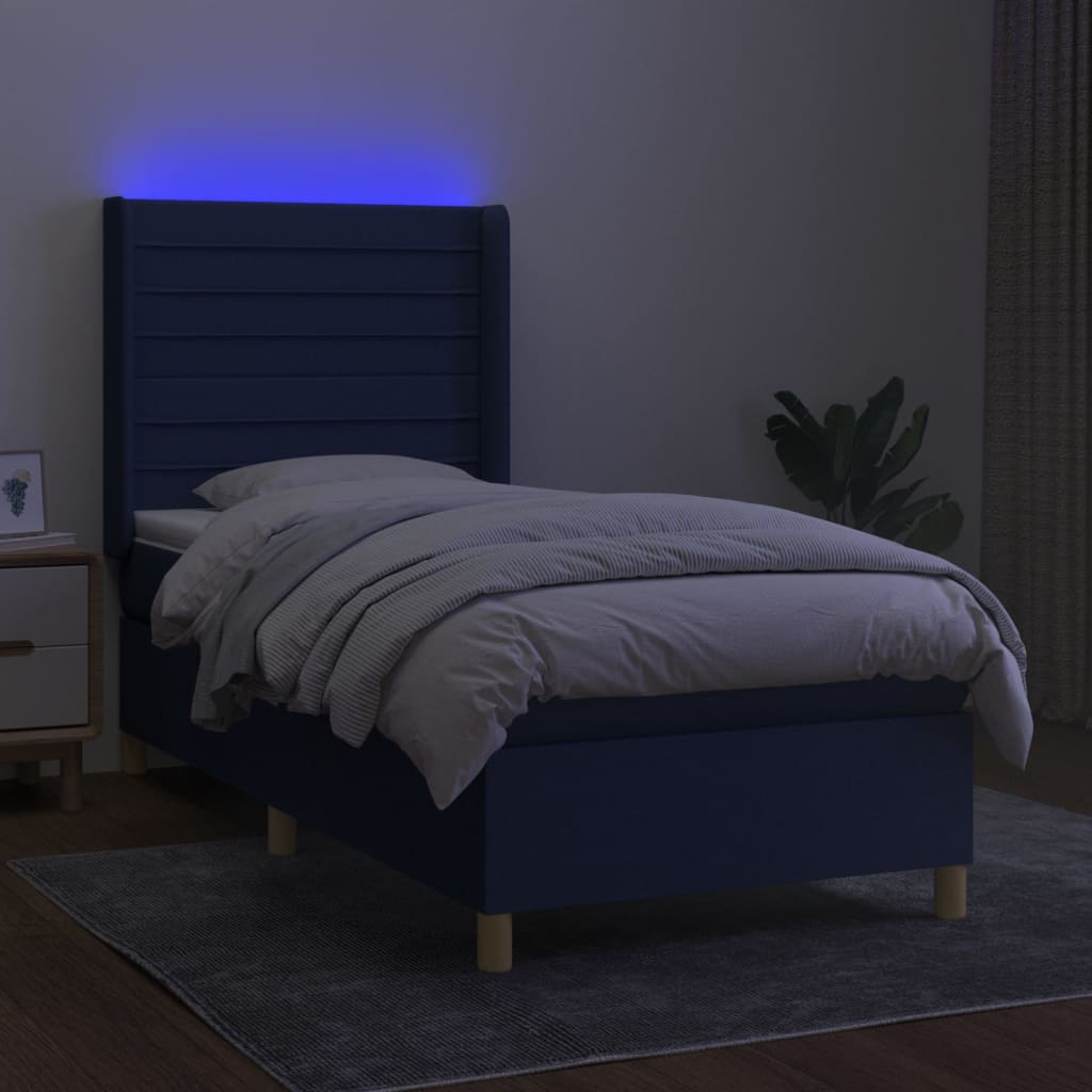 Federbett mit Matratze und blauer LED 90x190 cm aus Stoff