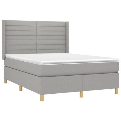 Letto a Molle Materasso e LED Grigio Chiaro 140x190 cm Tessuto