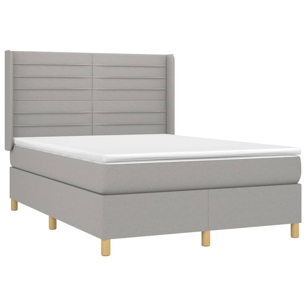 Letto a Molle Materasso e LED Grigio Chiaro 140x200 cm Tessuto