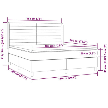 Letto a Molle Materasso e LED MarroneScuro 180x200cm in Tessuto | homemem39