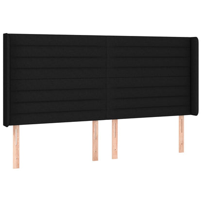 Letto a Molle Materasso e LED Nero 200x200cm in Tessuto