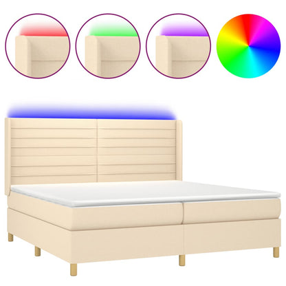 Letto a Molle Materasso e LED bianco 200x200cm in Tessuto - homemem39