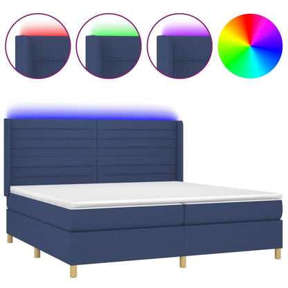 Letto a Molle Materasso e LED Blu 200x200cm in Tessuto - homemem39