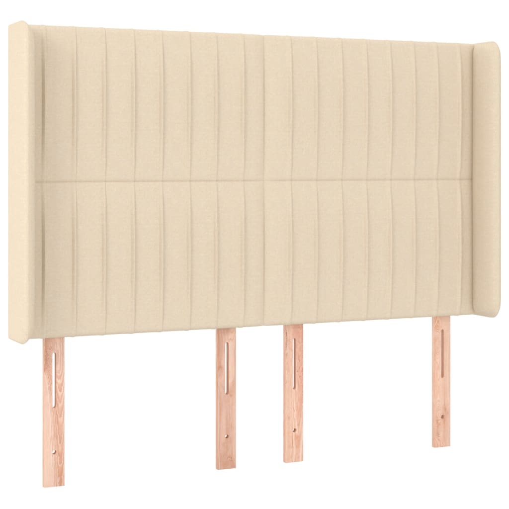 Letto a Molle con Materasso e LED Crema 140x200 cm in Tessuto