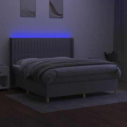 Letto a Molle Materasso e LED Grigio Chiaro 180x200 cm Tessuto