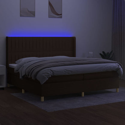 Letto a Molle Materasso e LED Marronescuro 200x200cm in Tessuto | homemem39