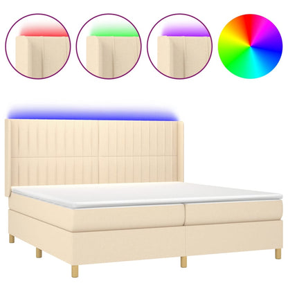 Letto a Molle Materasso e LED bianco 200x200cm in Tessuto - homemem39