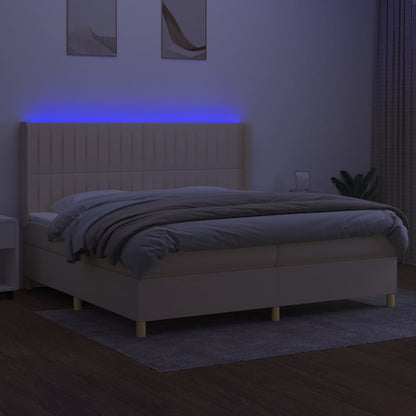Letto a Molle Materasso e LED bianco 200x200cm in Tessuto - homemem39
