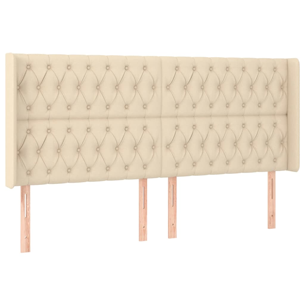 Letto a Molle con Materasso e LED Crema 180x200 cm in Tessuto