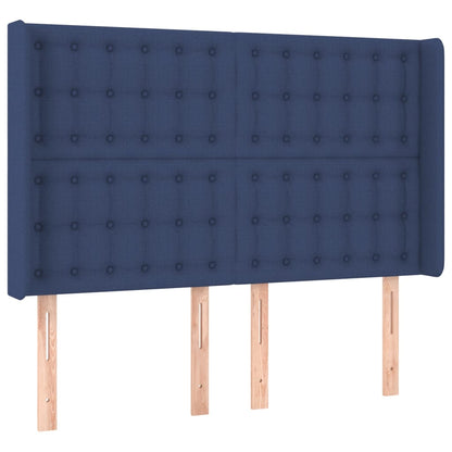 Letto a Molle con Materasso e LED Blu 140x190 cm in Tessuto | homemem39