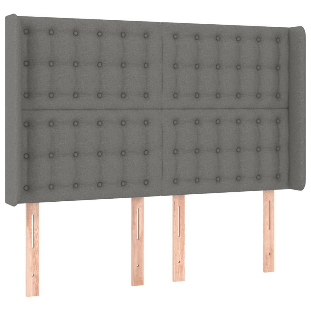 Letto a Molle Materasso e LED Grigio Scuro 140x200cm in Tessuto