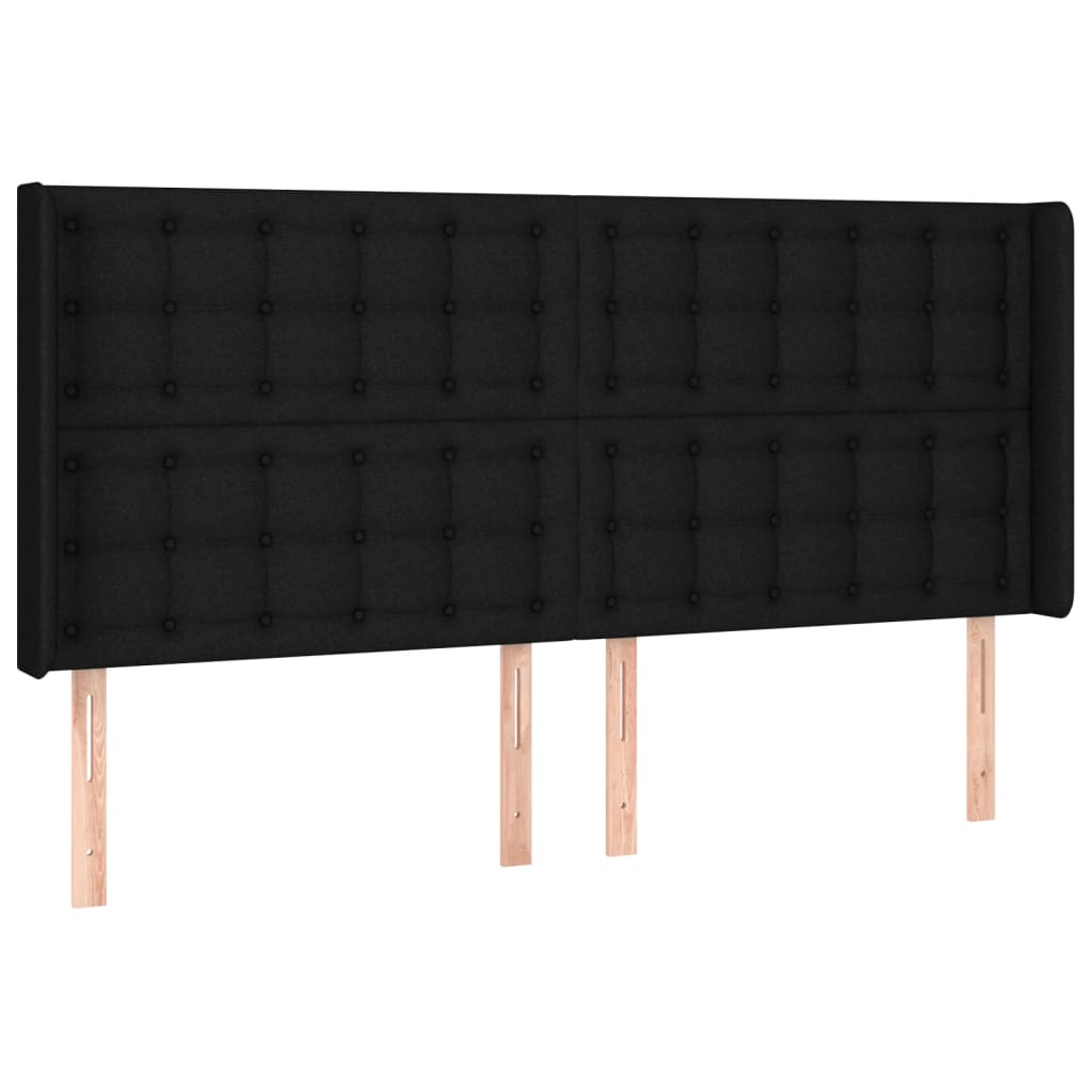 Letto a Molle con Materasso e LED Nero 160x200 cm in Tessuto