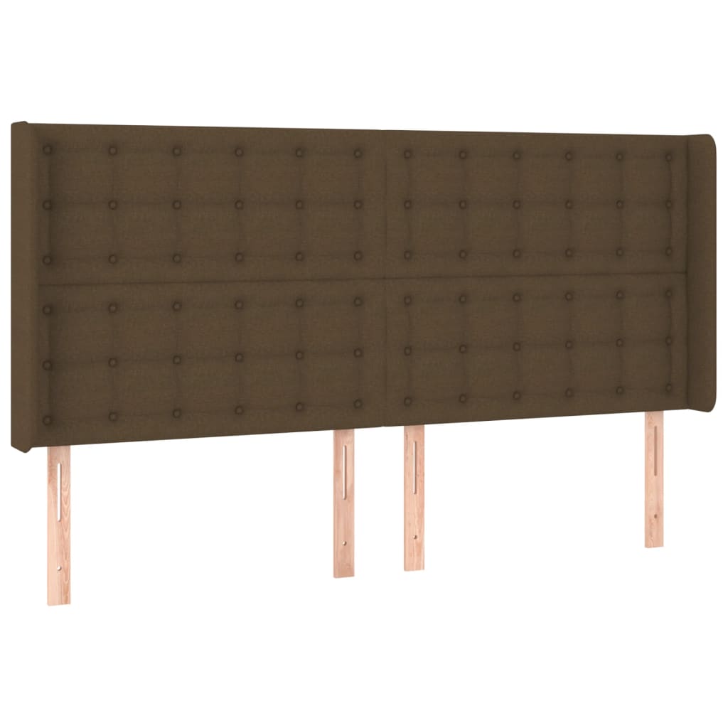 Letto a Molle Materasso e LED Marrone Scuro 160x200 cm Tessuto | homemem39
