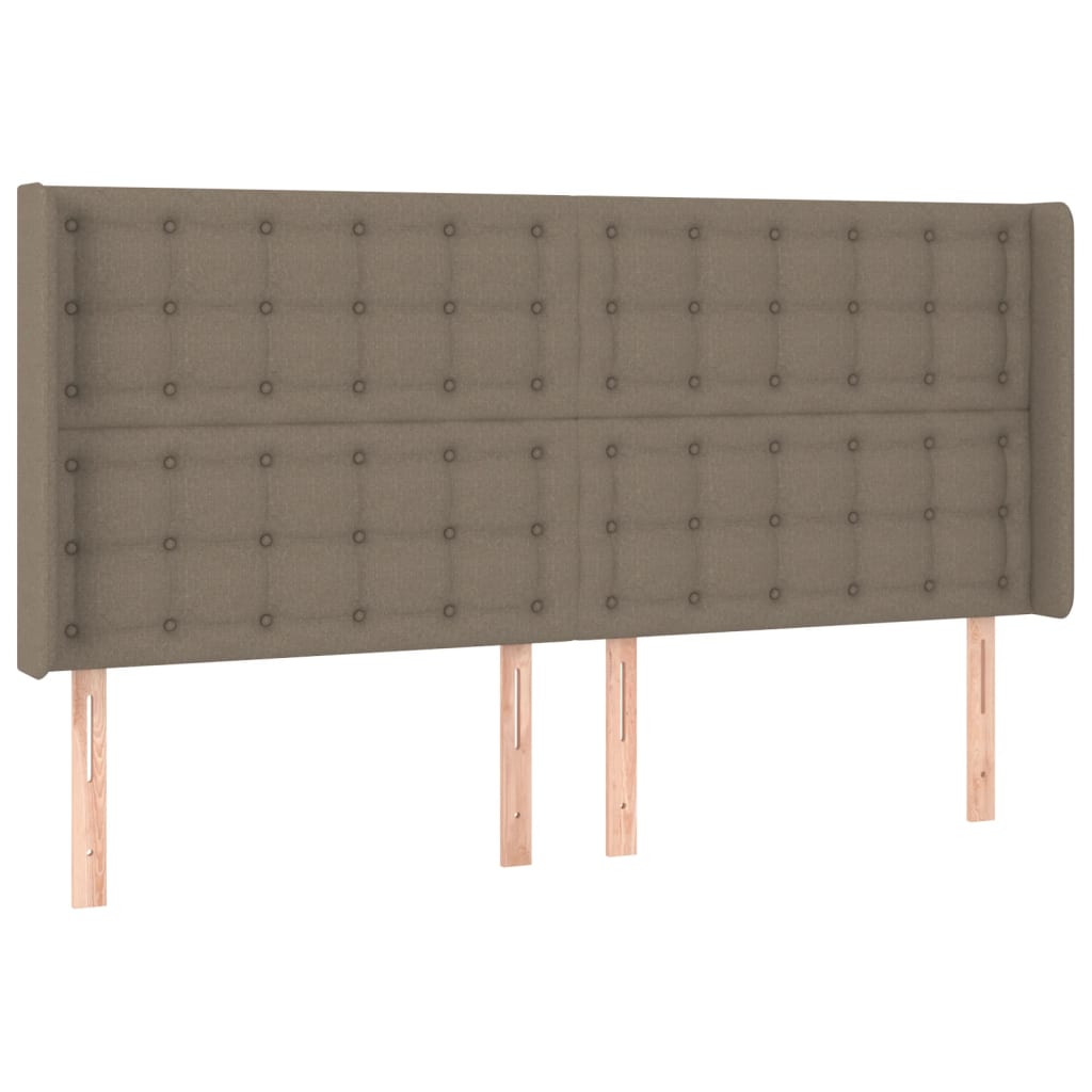 Letto a Molle con Materasso e LED Tortora 160x200 cm in Tessuto