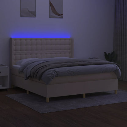 Letto a Molle con Materasso e LED Crema 180x200 cm in Tessuto - homemem39
