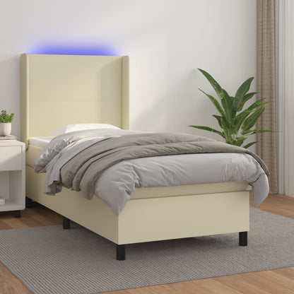 Giroletto a Molle con Materasso e LED Crema 100x200 cm | homemem39