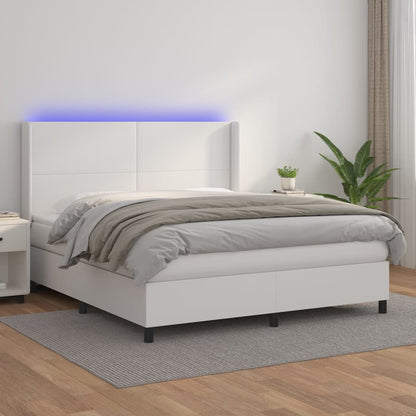 Giroletto Molle con Materasso e LED Bianco 160x200cm Similpelle - homemem39