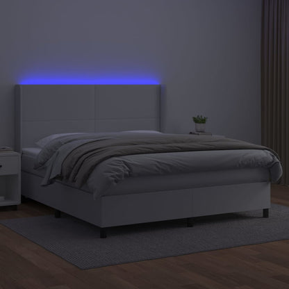 Giroletto Molle con Materasso e LED Bianco 180x200cm Similpelle - homemem39
