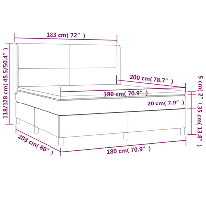 Giroletto a Molle con Materasso e LED Crema 180x200 cm | homemem39