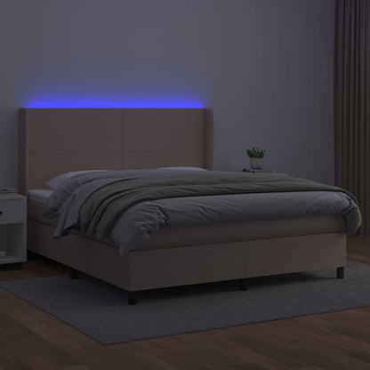 Giroletto Molle Materasso e LED Cappuccino Similpelle
