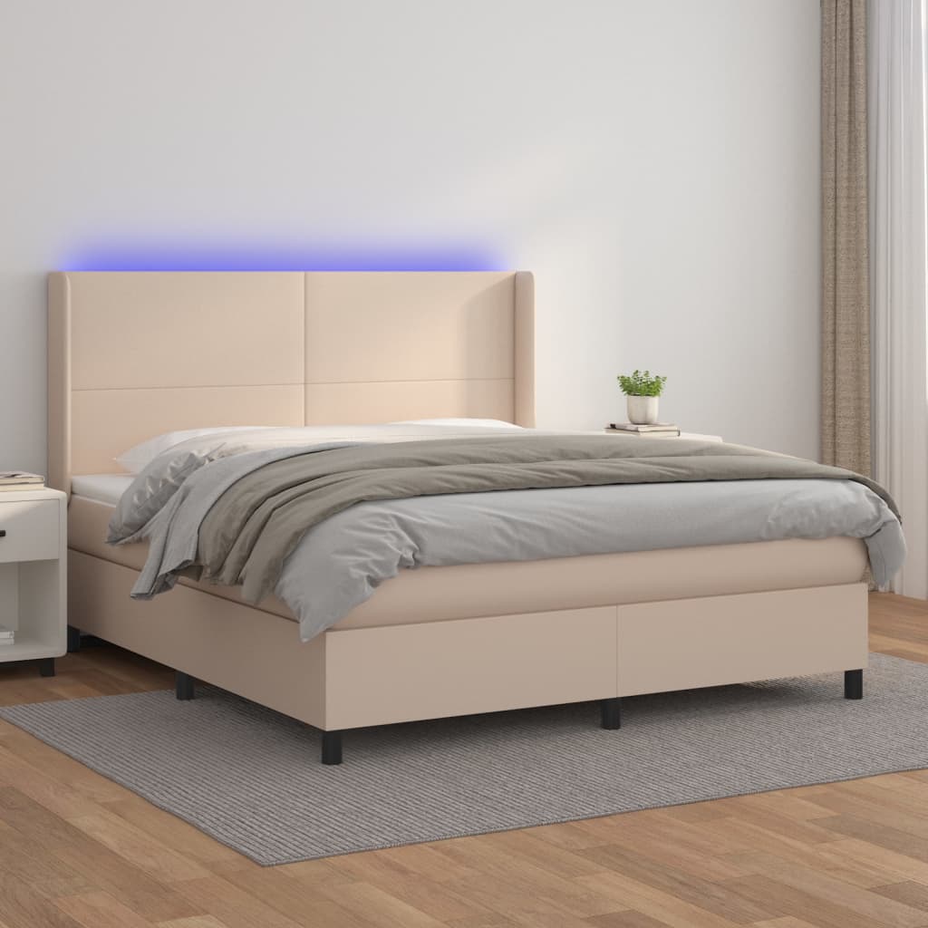 Giroletto Molle Materasso e LED Cappuccino Similpelle