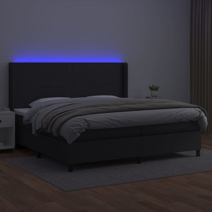 Giroletto a Molle con Materasso e LED Nero 200x200cm Similpelle - homemem39