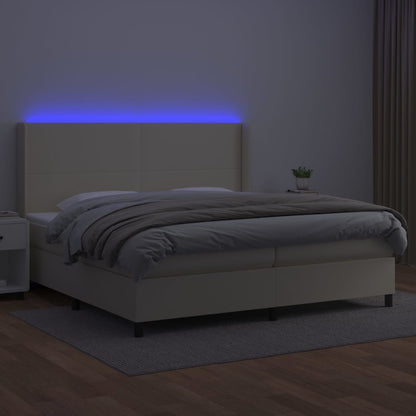 Giroletto a Molle con Materasso e LED Crema 200x200 cm | homemem39