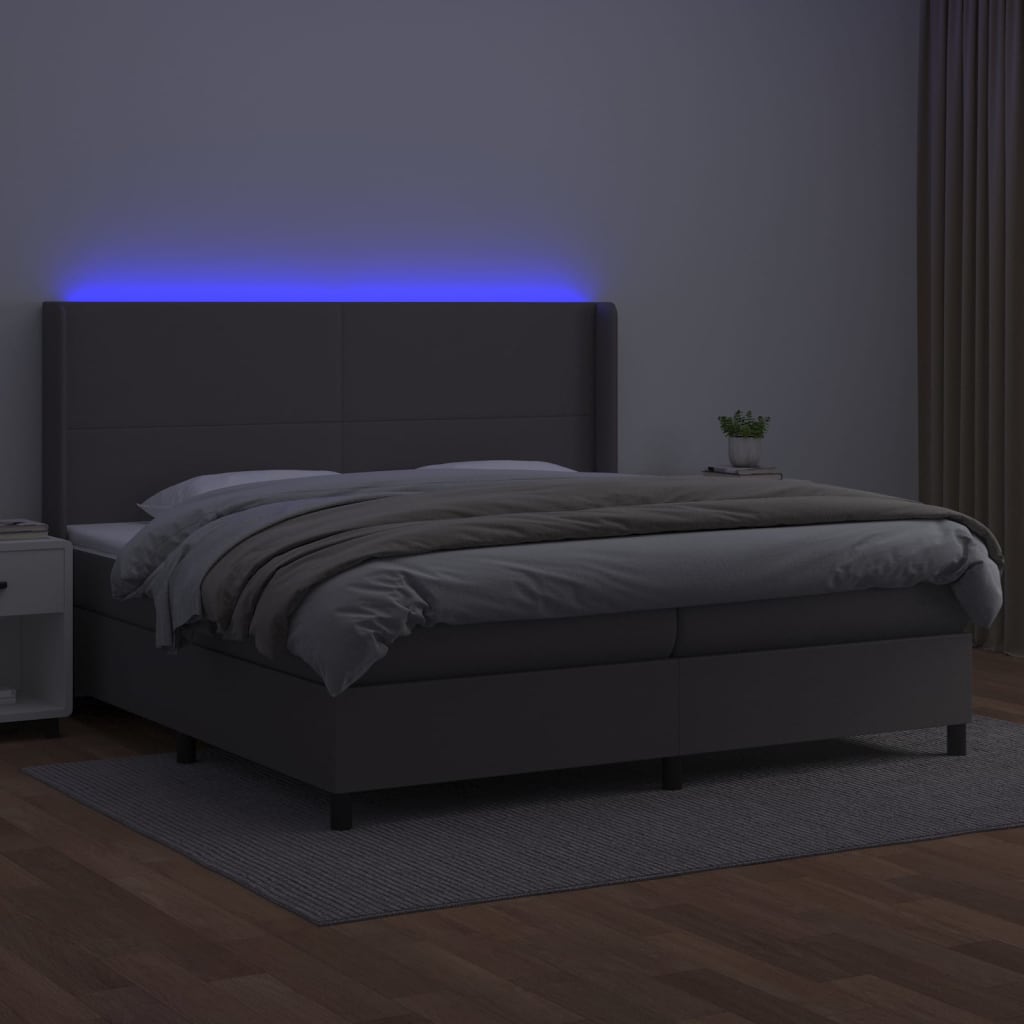 Giroletto Molle con Materasso e LED Grigio 200x200cm Similpelle - homemem39