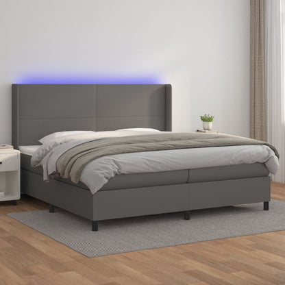 Giroletto Molle con Materasso e LED Grigio 200x200cm Similpelle - homemem39