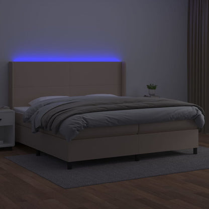 Giroletto Molle Materasso e LED Cappuccino 200x200cm Similpelle | homemem39
