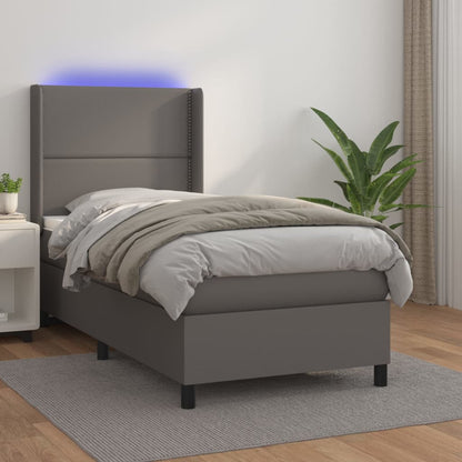 Giroletto Molle con Materasso e LED Grigio 90x190cm Similpelle - homemem39