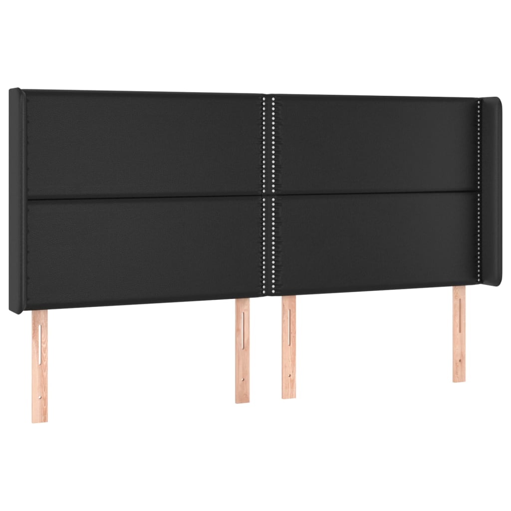 Giroletto a Molle con Materasso e LED Nero 180x200cm Similpelle - homemem39