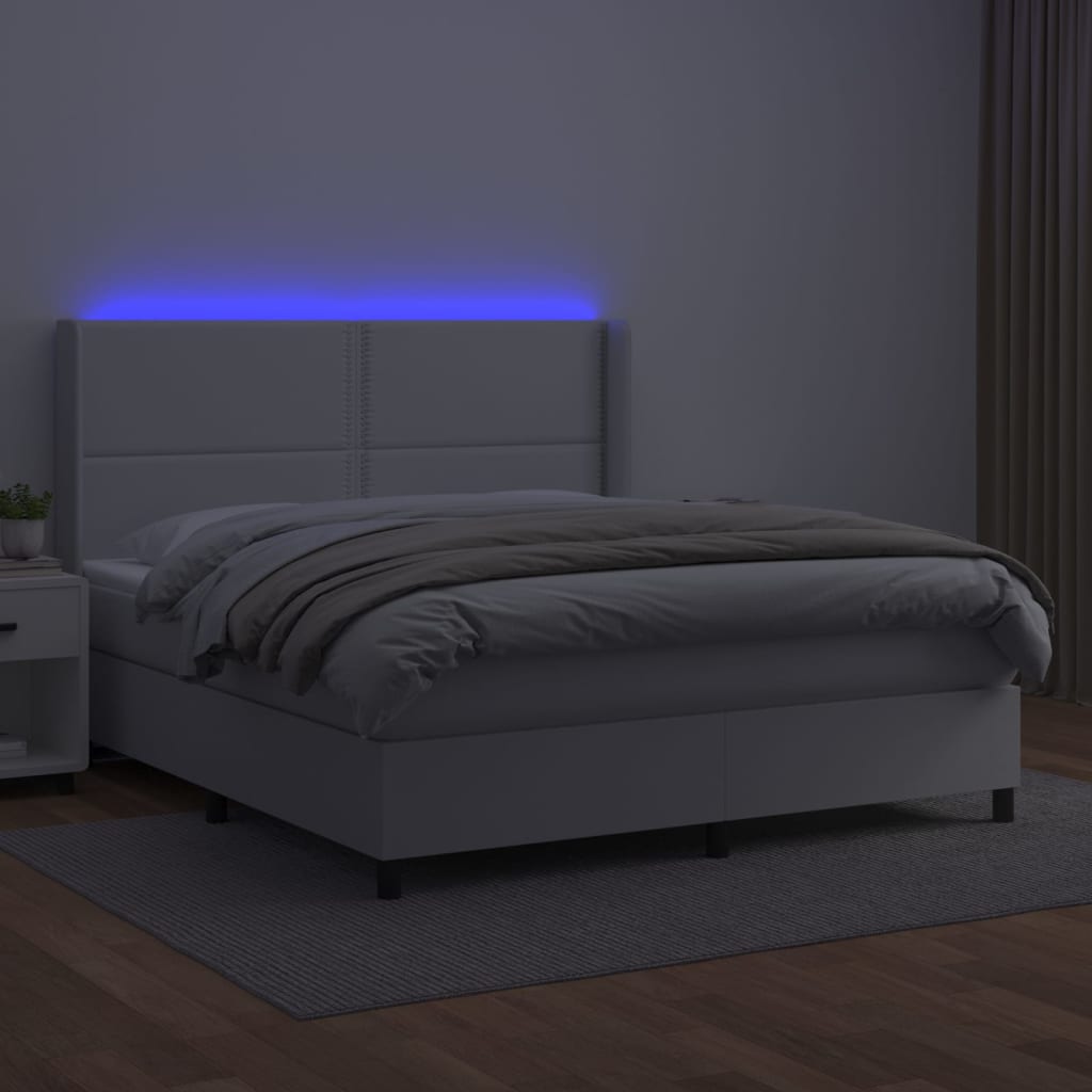 Giroletto Molle con Materasso e LED Bianco 180x200cm Similpelle - homemem39