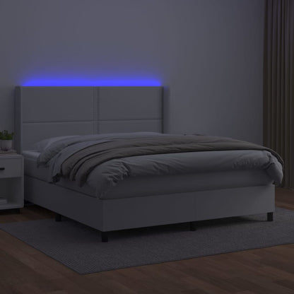 Giroletto Molle con Materasso e LED Bianco 180x200cm Similpelle - homemem39