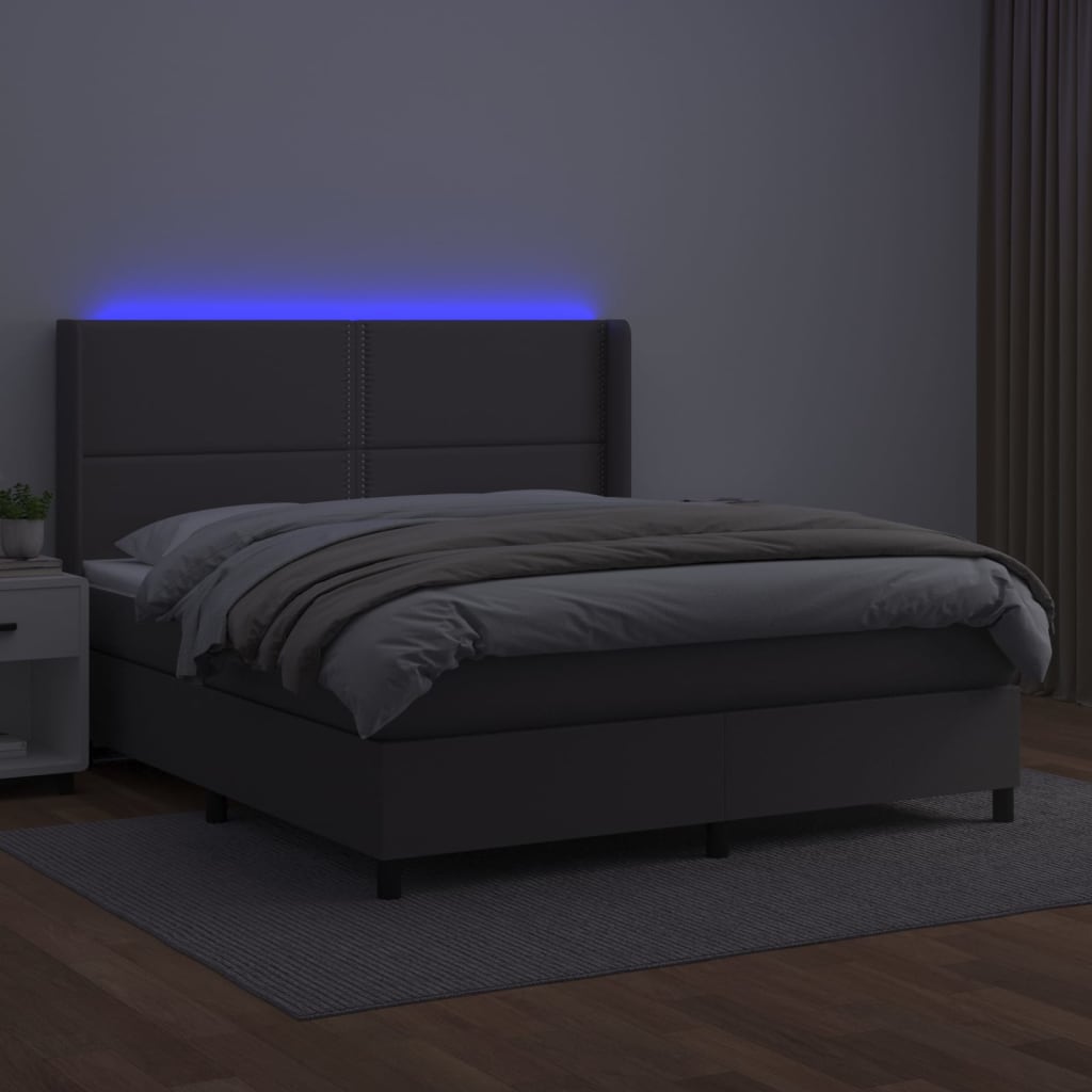 Giroletto Molle con Materasso e LED Grigio 180x200cm Similpelle - homemem39