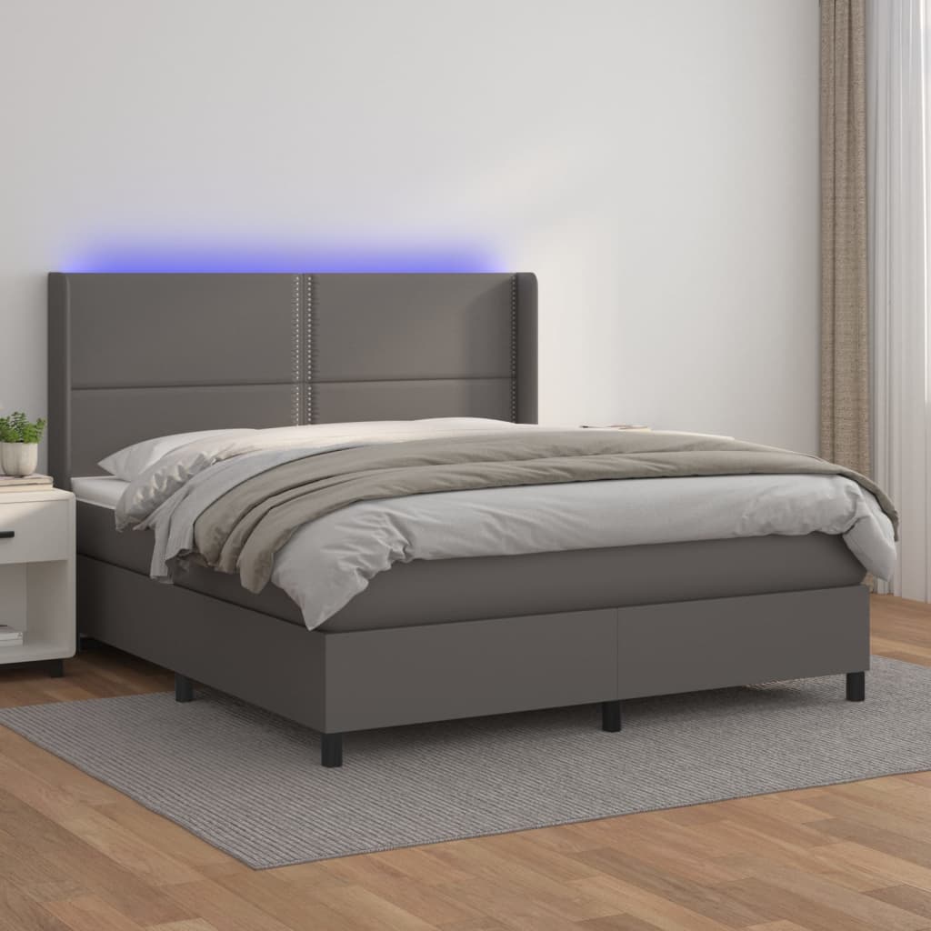 Giroletto Molle con Materasso e LED Grigio 180x200cm Similpelle - homemem39