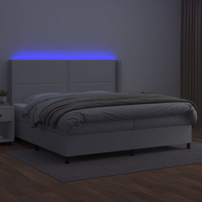 Giroletto Molle con Materasso e LED Bianco 200x200cm Similpelle - homemem39
