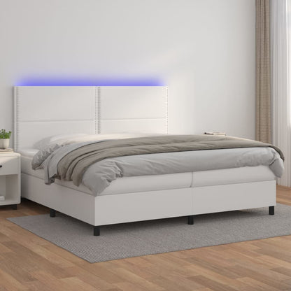 Giroletto Molle con Materasso e LED Bianco 200x200cm Similpelle - homemem39