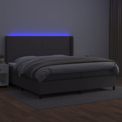 Giroletto Molle con Materasso e LED Grigio 200x200cm Similpelle - homemem39