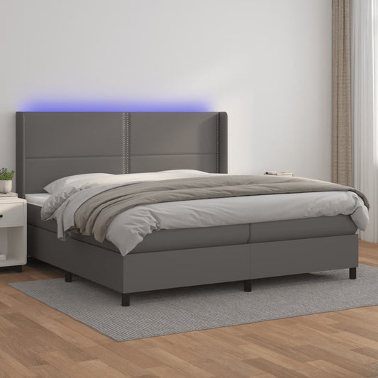 Giroletto Molle con Materasso e LED Grigio 200x200cm Similpelle - homemem39